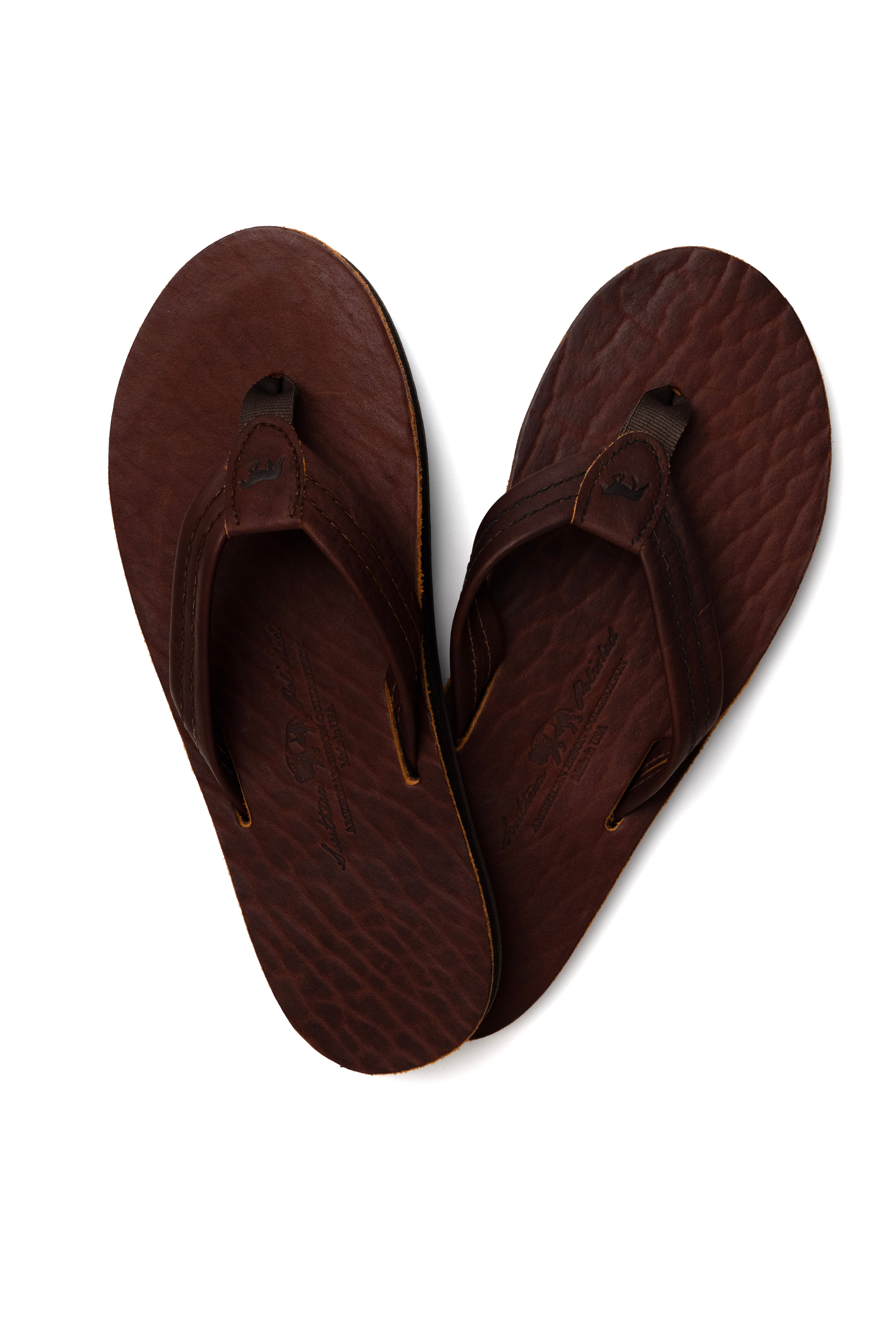 [MONOHA] / ☆ 25SS ★ Leather flip flop / brown Men's Leather Sandals - Southern Polished