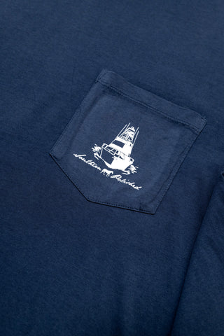 Charter Boat Long Sleeve Pocket Tee Navy