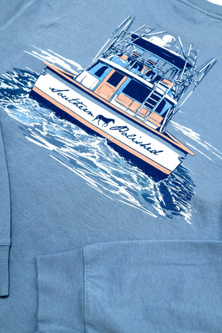 Charter Boat Long Sleeve Pocket Tee Slate